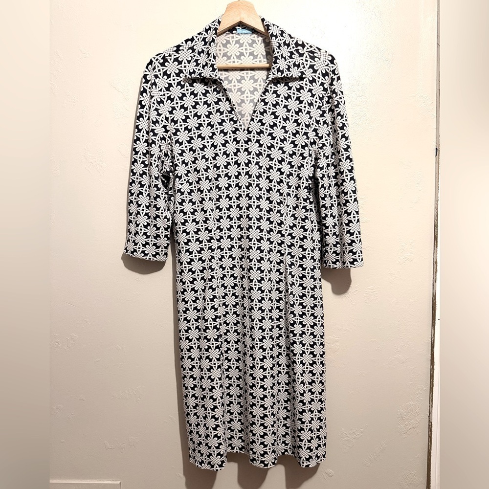 J. McLaughlin Black & White Geometric Design Sheath Dress Women's Size Small